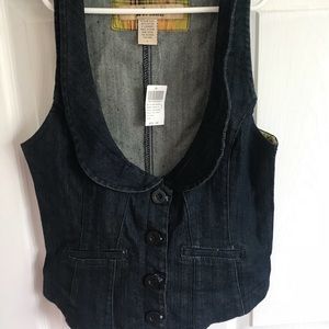 Wet seal trendy corset jean jacket vest